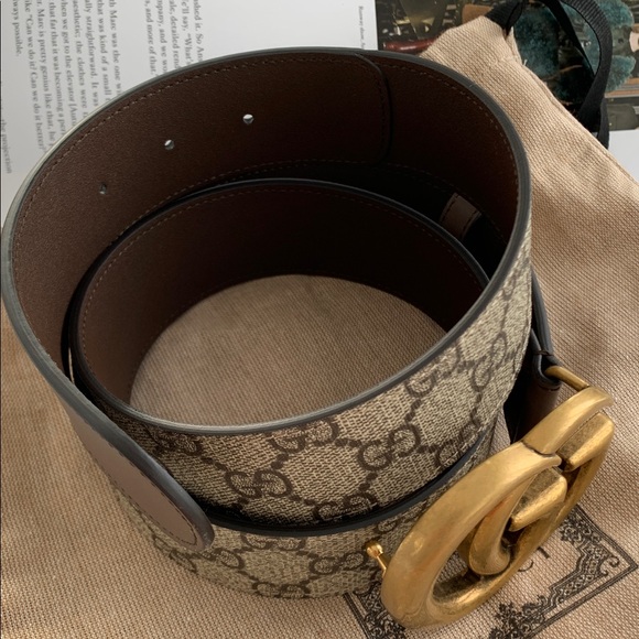 🔥♥️🔥 AUTHENTIC GUCCI GG BELT WITH DOUBLE G BUCKLE, $556 USD Retail - Picture 3 of 9